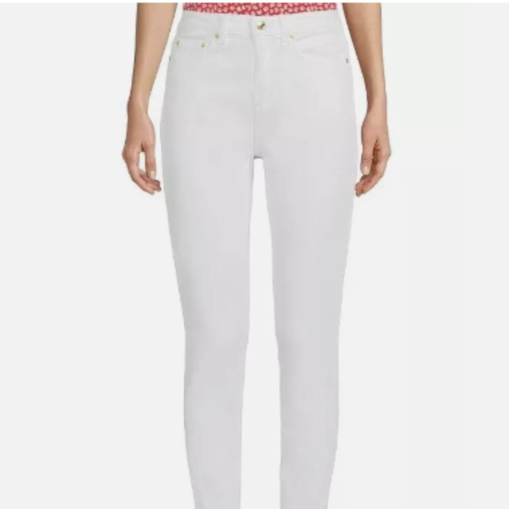 Michael Kors Women's White Izzy Cropped Skinny Stretch Denim Jeans, Sz 12